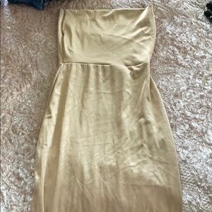 Gold shiny midi dress bodycon